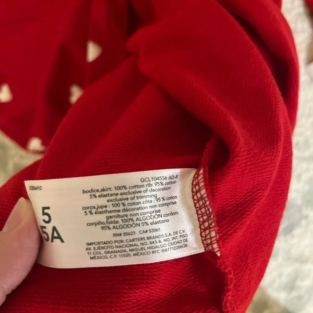 NWT Carters Love Hearts Girls Red Long Sleeve Sweatshirt Valentines Day Dress